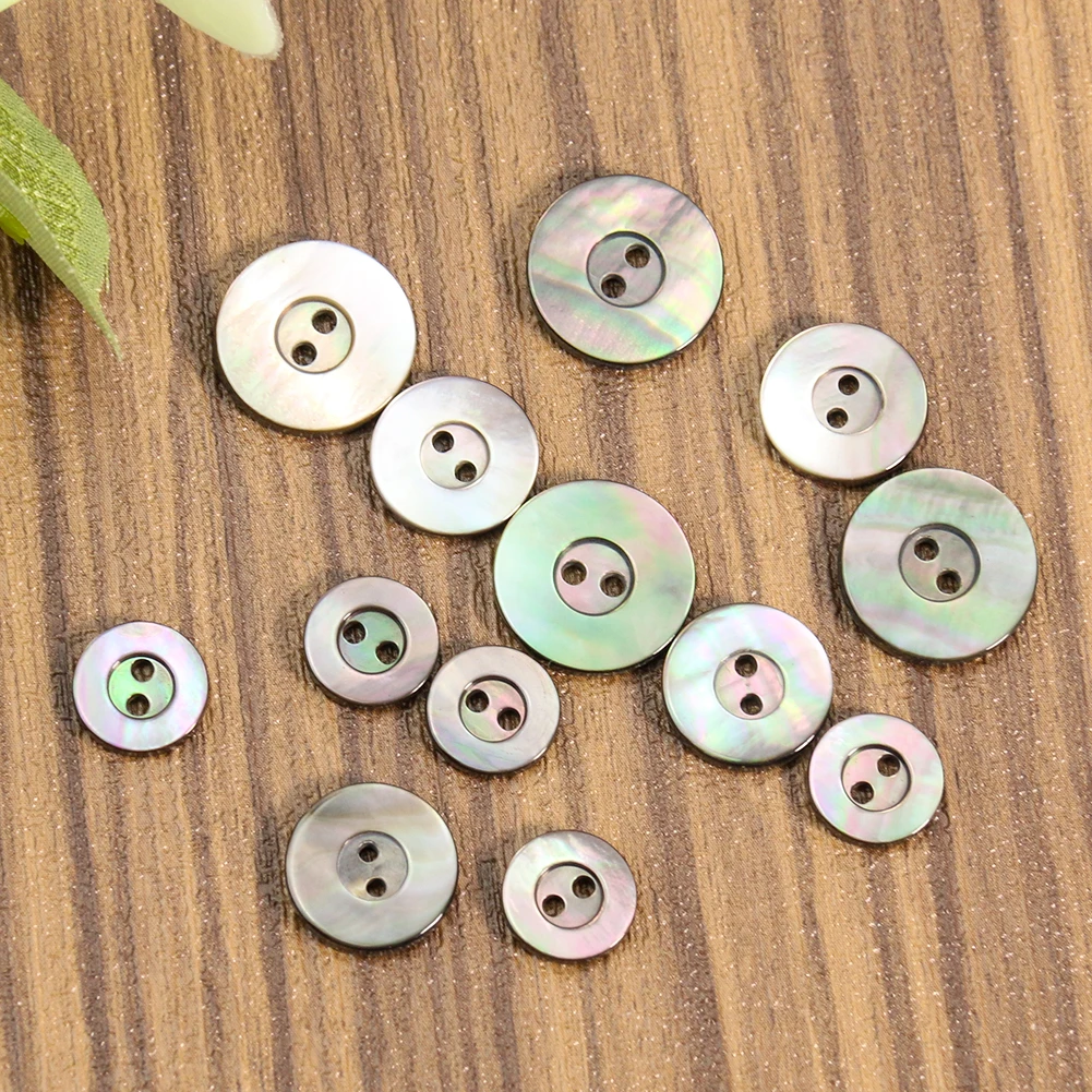 10pcs 10/12/15/18mm 눈부신 오로라 쉘 버튼 천연 블랙 마더 오브 펄 쉘 버튼 커프스 단추 셔츠 블레이저 DIY 스크랩북