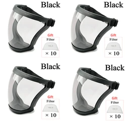 Enhanced Transparent Full Face Shield for Outdoor Safety and Work Protection - Splashproof Design for Various Applications (4pcs black mask)