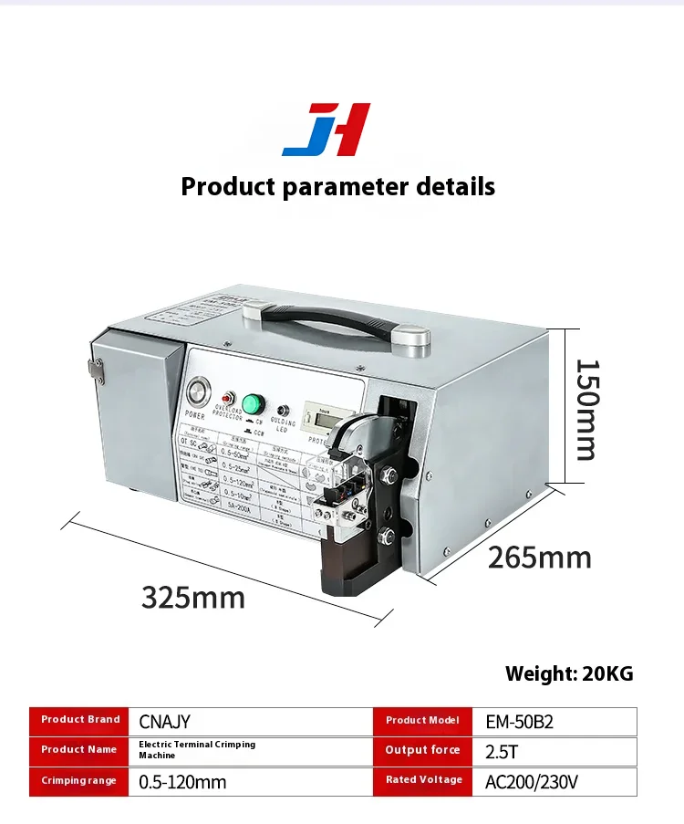 EM -50B2 Large Square Electric Crimping Machine with Free Dies for 70mm² Hydra