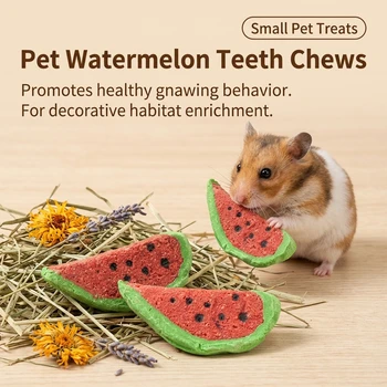 Bastoncini da Masticare per la Cura Dentale degli Animali, Snack Naturale per Criceti e Piccoli Animali, Fieno Timothy, Carota, Giocattolo per Roditori, Snack a Forma di Anguria per Conigli