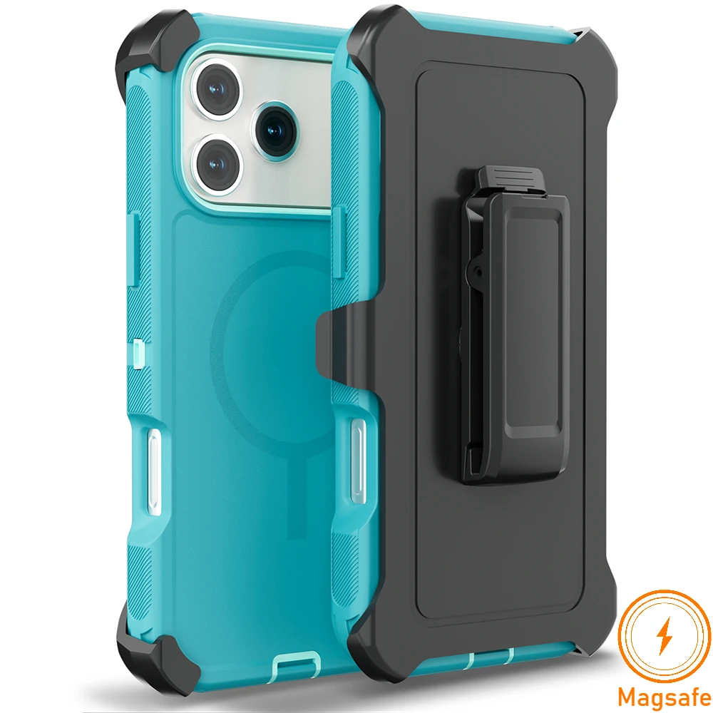 Enhanced Armor Magnetic Phone Case - Rugged Shockproof Design with Clip Cover