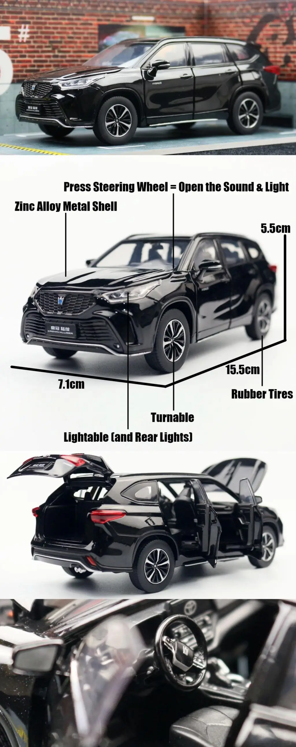 1/32 Toyota Crown Kluger Diecast Alaşım Döküm Model Araba