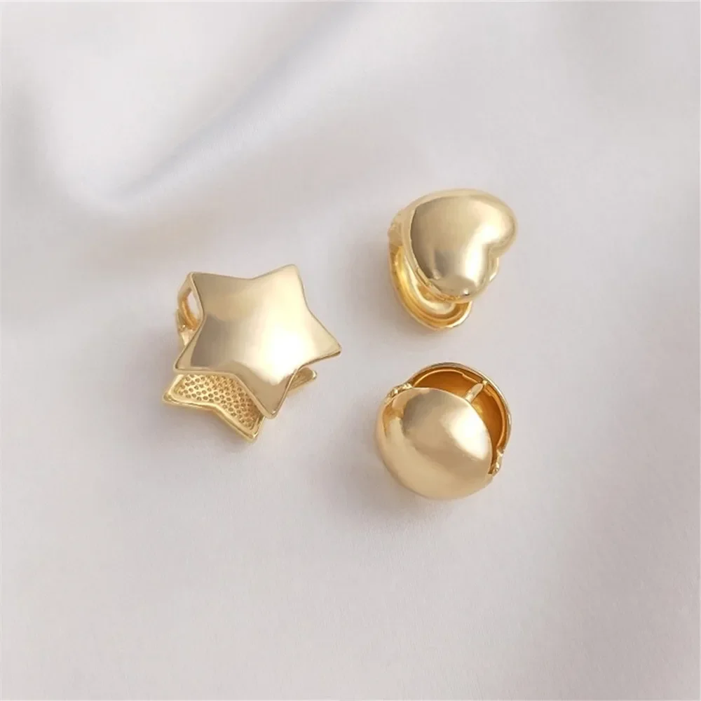 

14K Gold Plated Double-sided three-dimensional ball-shaped five-pointed star, fashionable earclip, high-quality touch