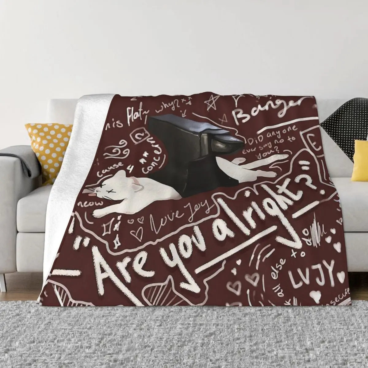 

Cat Lover Art Blanket Flannel Spring Autumn Are You Alright Lovejoy Warm Throws For Winter Bedding