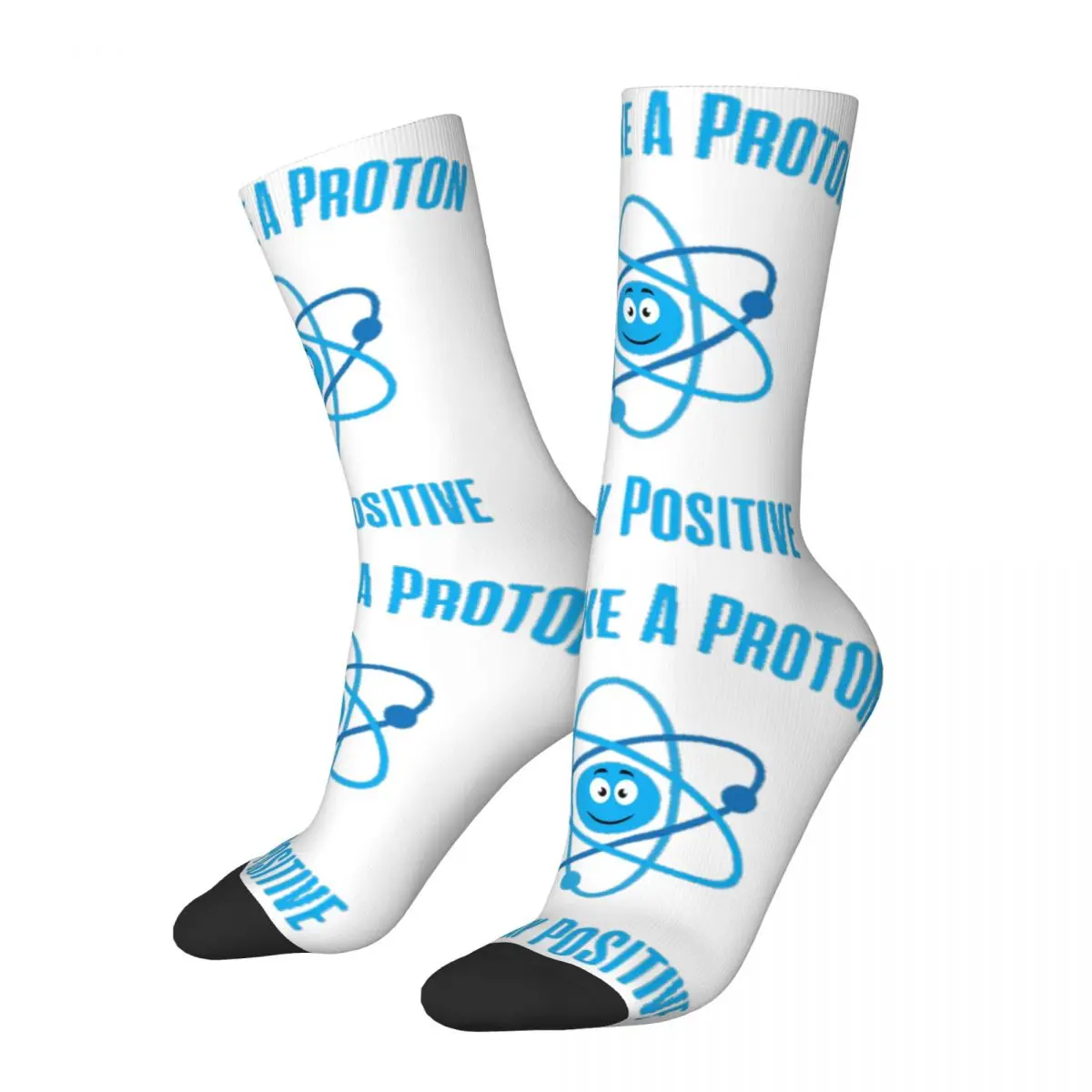 

Сумасшедший дизайн, думайте как Протон и оставайтесь положительным, дизайнерские носки с принтом, Смешные Милые Дышащие длинные носки на все сезоны