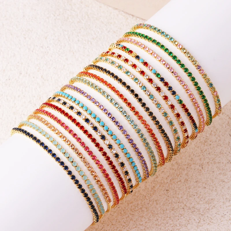 Adjustable Crystal Tennis Bracelets for Women Men Colorful Zircon Folding Buckle Chain Bangle Hand Party Sexy Fashion Jewelry