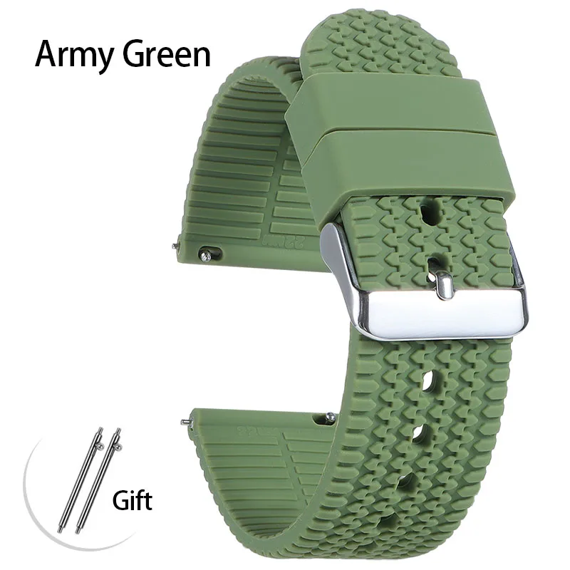 Silicone Sport Watch Band - Soft Rubber Strap with Quick Release