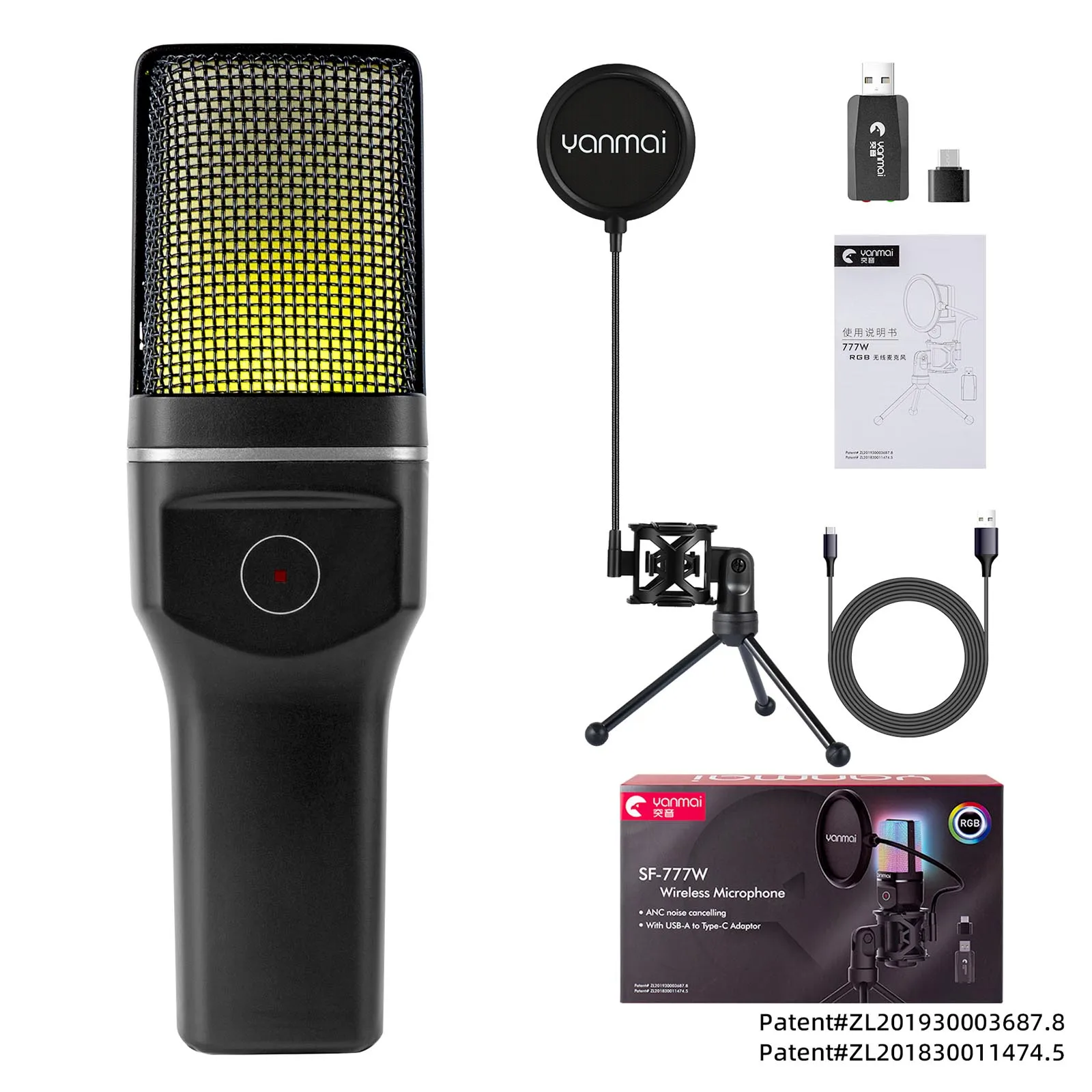 Usb Microphone for Pc Laptop Streaming Video Game Youtube Podcasts Vocals with Stand Pop Filter Double Layered Suspension Tripod