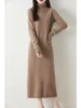 Autumn Winter Women's Turtleneck Sweater Wool Dress Basic Pullover Casual Cashmere Skirt 100% Merino Wool Knitwear Soft Clothing 4