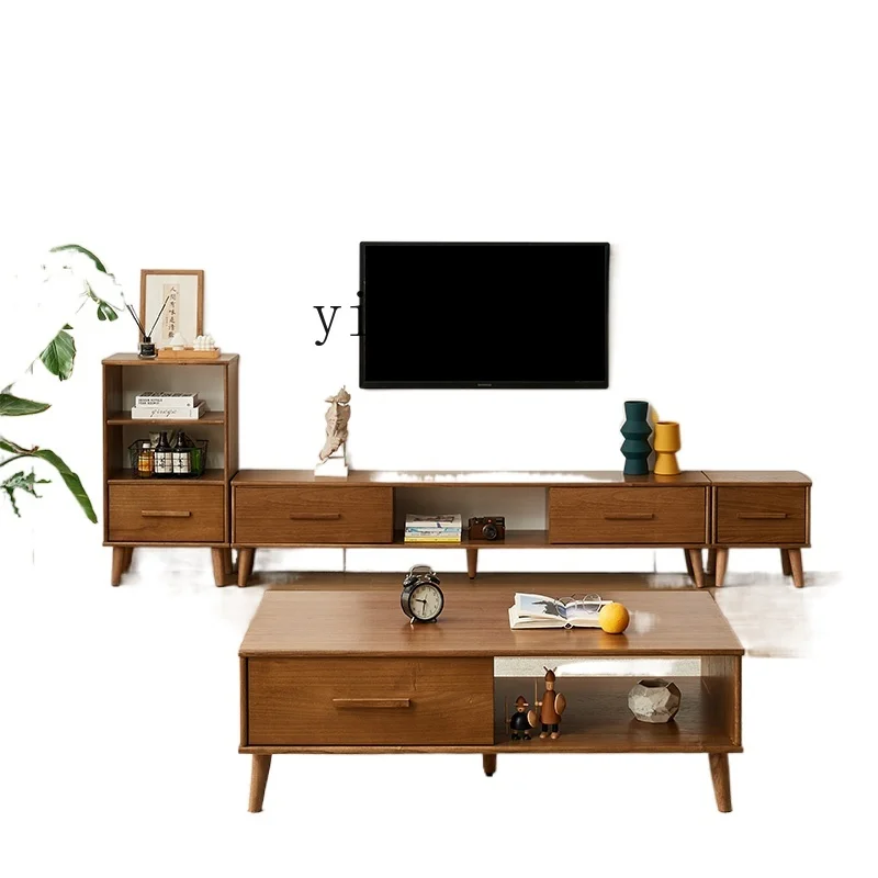 

XC Home Solid Wood TV Cabinet Living Room New Small Apartment Modern Simple Coffee Table Combination