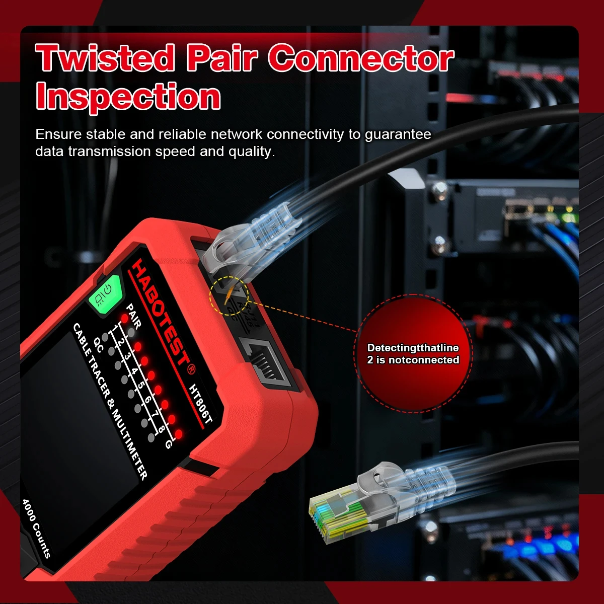 HABOTEST HT806TR 멀티미터 라인 파인더 2-in-1 네트워크 테스팅 지능형 디지털 고정밀 안티버닝 범용 미터