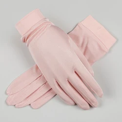 100% Natural Mulberry Silk Glove Women Summer Skin Care Sunscreen Breathable Sleep Moisturizing Touch Screen Driving Mittens A60