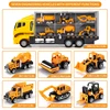 Big Construction Container Transporter Playset With 6PCS Mini Vehicle Carrier Truck Engineering Car Model Toys For Kids Gifts 2