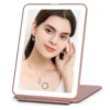 LED Foldable Travel Makeup Mirror 3 Colors Light Modes USB Rechargeable Touch Screen Portable Tabletop Cosmetic Mirror Handheld 1