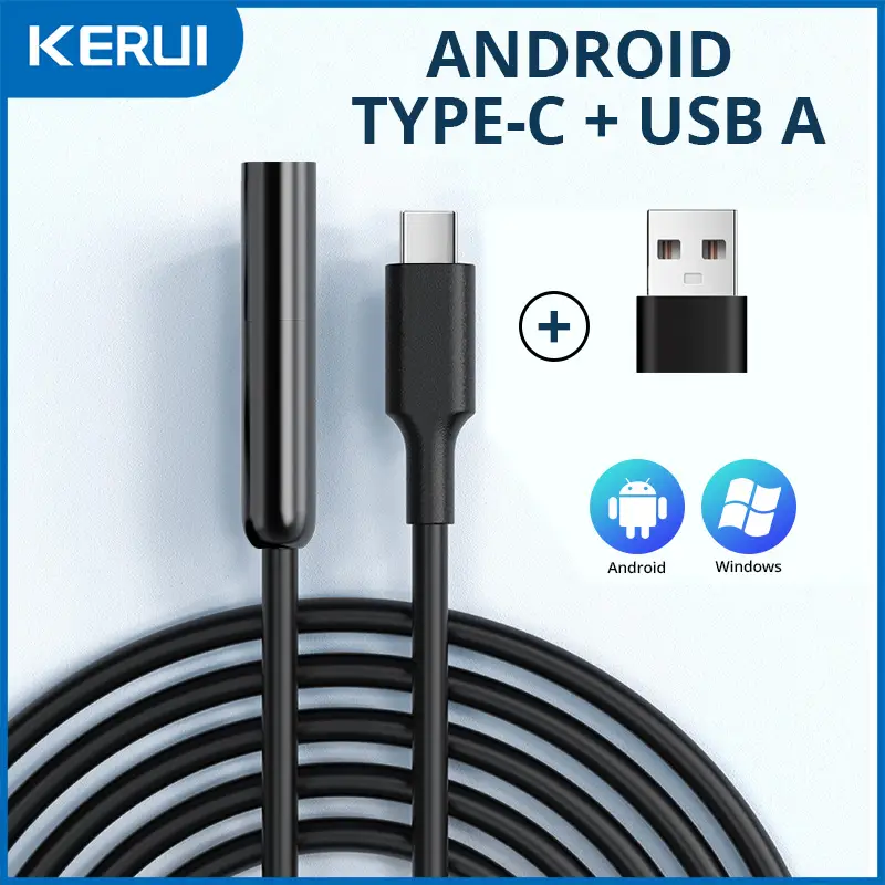 Android Type-C USB Endoscope Camera 7mm Hard Cable Mini Camera for PC Android Phone Endoscope Pipe Type C Endoscope Inspection image 1