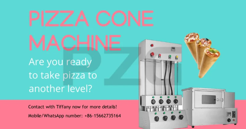 Description Picture 2 of item2 Cones 2 Umbrellas 4 Heads Pizza Cone Machine Pizza Oven Electric Stainless Steel Snack Cone Pizza Making Machine
