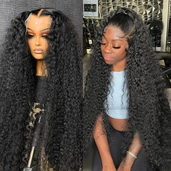 200 Density 36 38 Inch Deep Wave Frontal Wig 13x4 HD Lace Wig 13X6 Human Hair 4X4 Curly Lace Human Hair Wigs For Women Bling 1