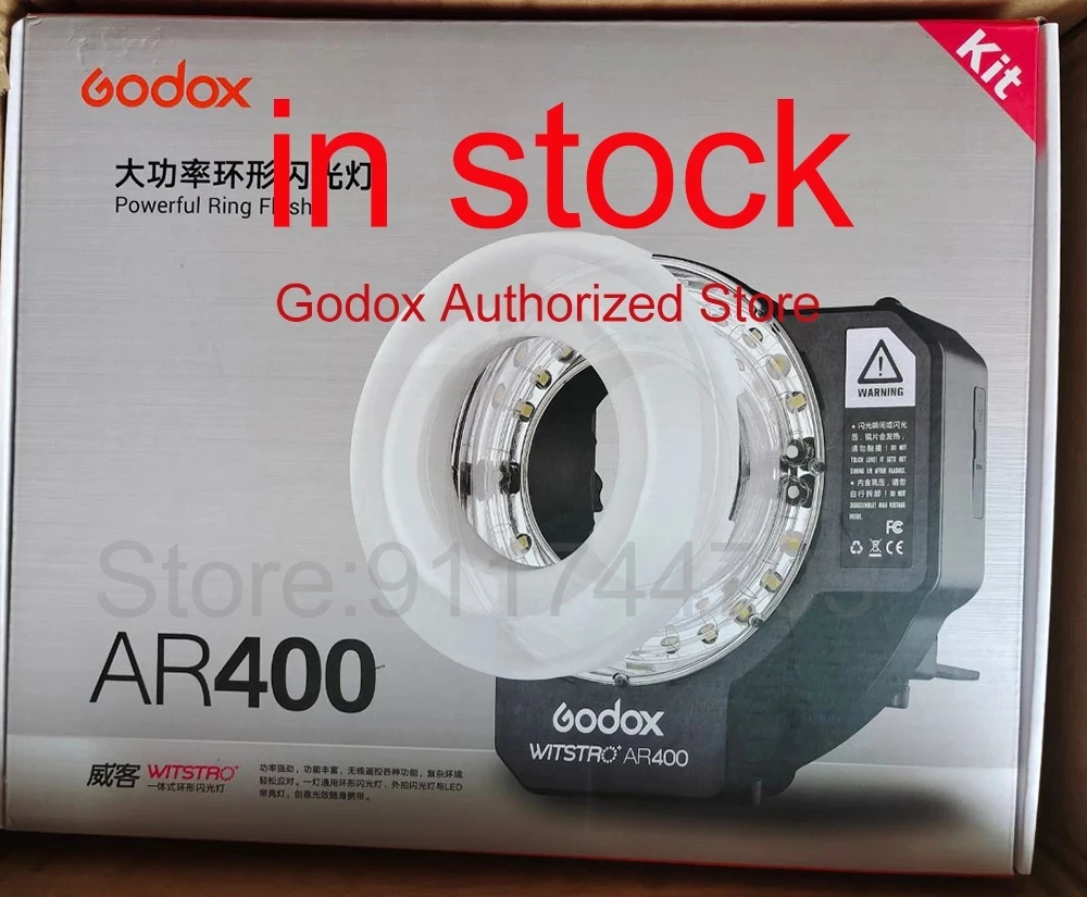 Godox Witstro AR400 R2400 400W Ring Flash Speedlite With Li-ion Battery + LED Video Light for Sony Canon Nikon DSLR Cameras