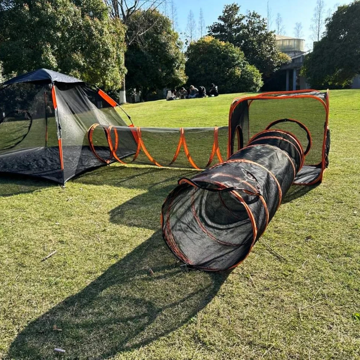 Foldable outdoor tunnel tent for cats and dogs, enclosed cat nest portable dog nest set pet tent channel, perfect for outdoor pe