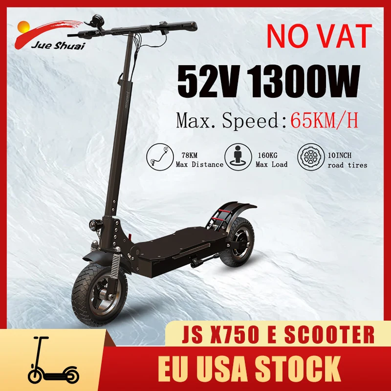 

Jueshuai 52V 20AH Lithium Battery Electric Scooter 1300W Single Motor 78KM Max Range 65KM/H Speed 160KG Load E Scooter For Adult