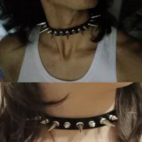 Punk Long Spike tour de cou Faux cuir collier pour femmes hommes Cool gros Rivets clouté Chocker Goth Style collier accessoires 2025 1