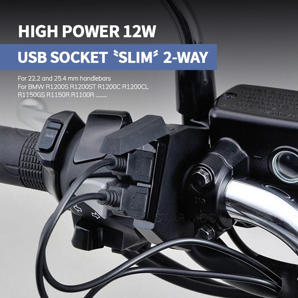 Motorcycle Dual USB Charger Plug Socket Adapter For BMW F900XR F900R F900GS ADV F750GS F850GS F800GS F700GS 22-25mm Handlebars for bmw f800gsadventure f800gs adv motorcycle universal parts engine crash bar protection bumper decorative guard 25mm f800gsadv