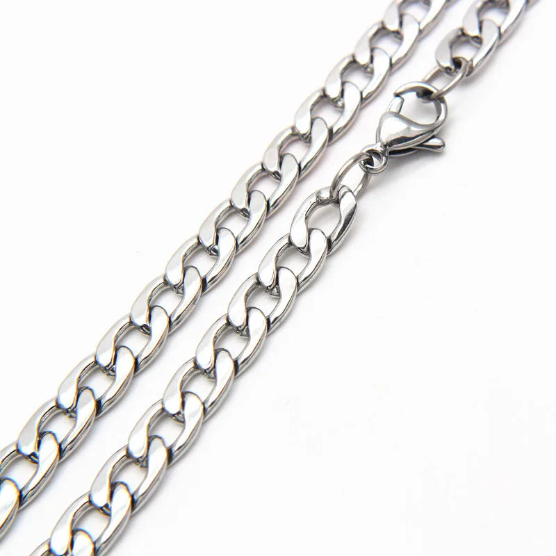 Stainless Steel Figaro Link Chain Necklace 3-6MM 50cm 60cm 70cm Silver Color For Men Women
