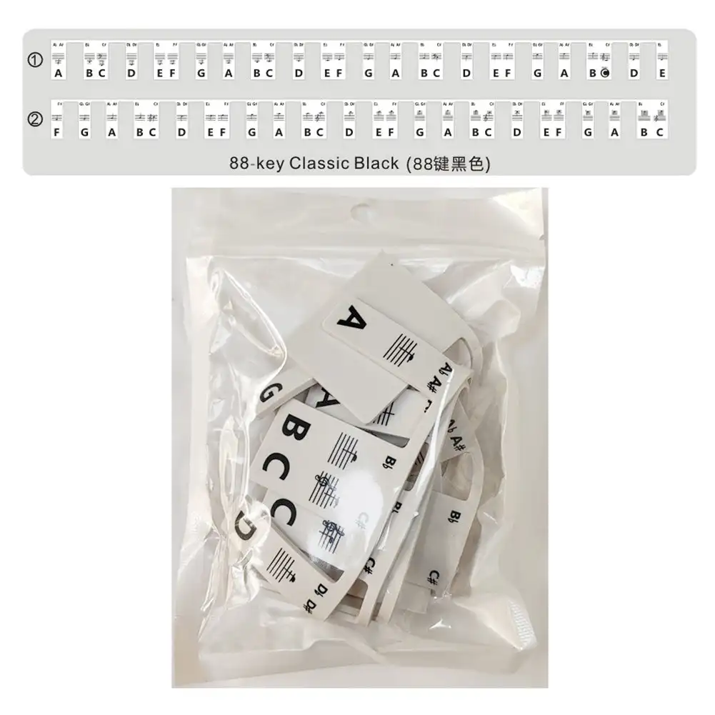 88/61 키용 피아노 트레이닝 스티커 투명 PVC 피아노 키 데칼 탈착식 키보드 노트 스티커 음악 용품