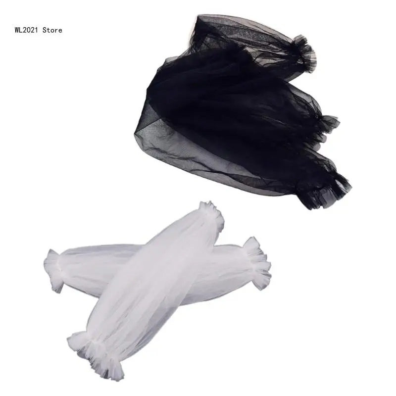 

Detachable Elastic Sleeves Bride Wedding Arm Cover Decorate White Black Ruffle Puff Sleeve for Bridal Accessories Gloves