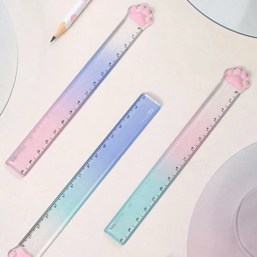 Cats Paw Ruler 3Style Twingo Transparent Gradient High Value Student Stationery Drawing Gauge