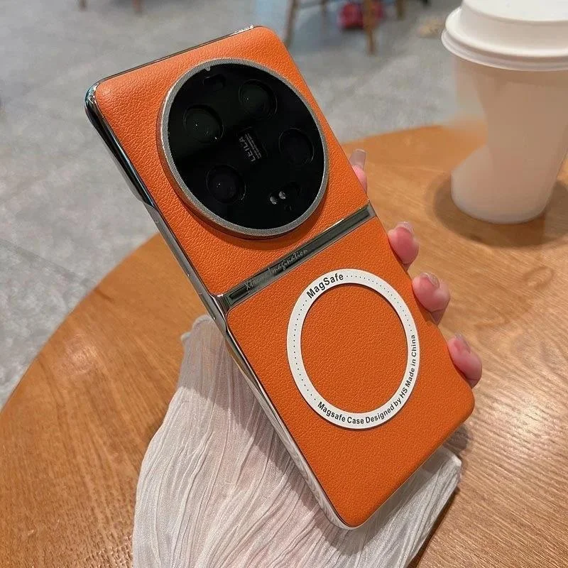 Luxury For Magsafe Magnetic Wireless Charging Original Case For Xiaomi 13 14 Ultra  MI 14 Pro Leather Cover