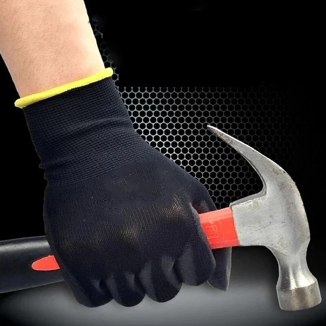Guantes de poliuretano para trabajo de seguridad, manoplas recubiertas de Palma, suministros de reparación de carpintero, sin logotipo, 10/30 pares - Imagen 2