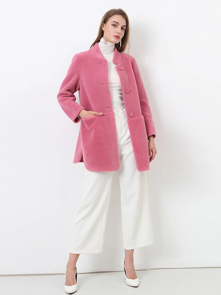 

FMFSSOM Winter New Women Faux Mink Fur Coat Fashion Casual Long Sleeve Warm Turn Down Collar Single Breasted Fur Outwears