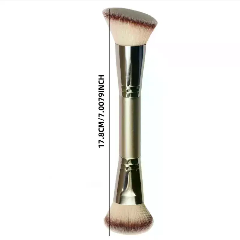 1pc Professional Dual-Ended Makeup Brush - Foundation Powder Concealer Contour Blush Brush 2-in-1 Multifunctional Cosmetic Tool