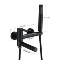 Matte Black Bathtub Faucet Wall Mounted Bathroom Shower Mixer Tap With Swivel Tub Spout  Long Spout Tub Crane Single Handle 2