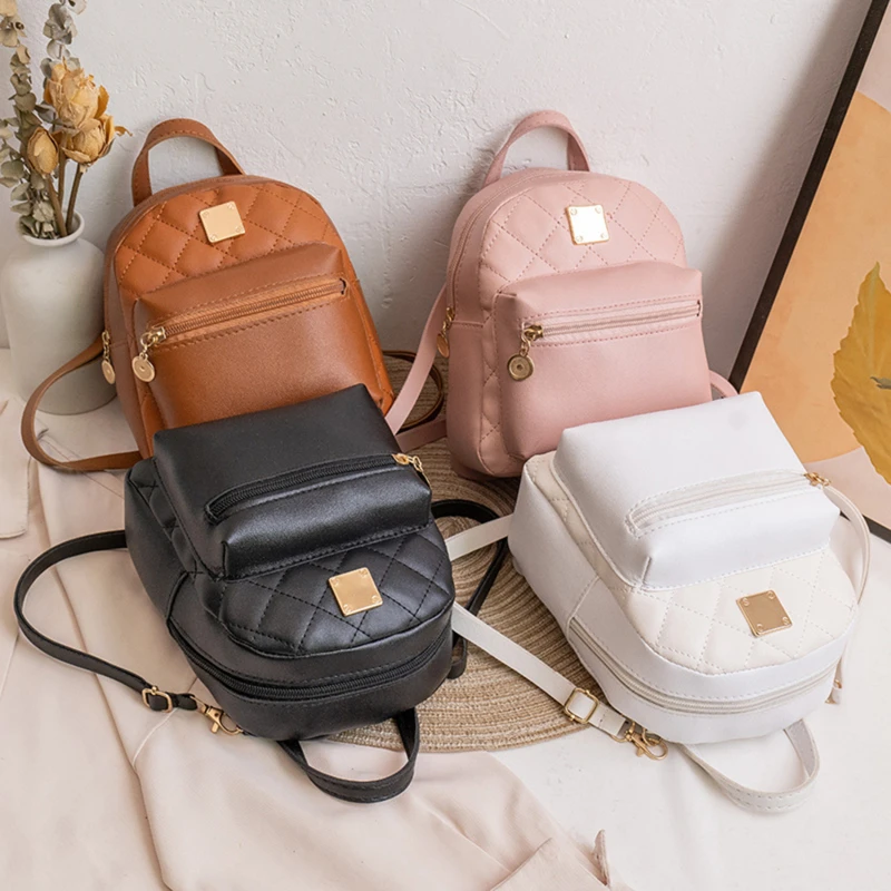 

Pu Leather Shoulder Mini Small Backpack Multi-Function Ladies Phone Pouch Pack Ladies School Backpack Bags For Women Mochilas