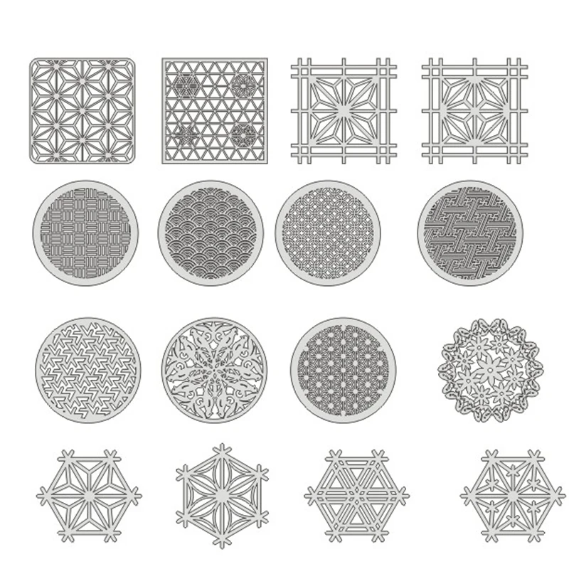 

set of 20pcs Geometric Wood Coaster Traditional Patterns Wooden Japanese Kitchen Coasters