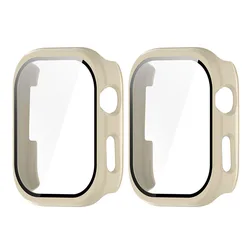 Premium Tempered Glass and PC Protective Case for Smartwatch - Anti - Scratch Bumper Cover (Ivory)