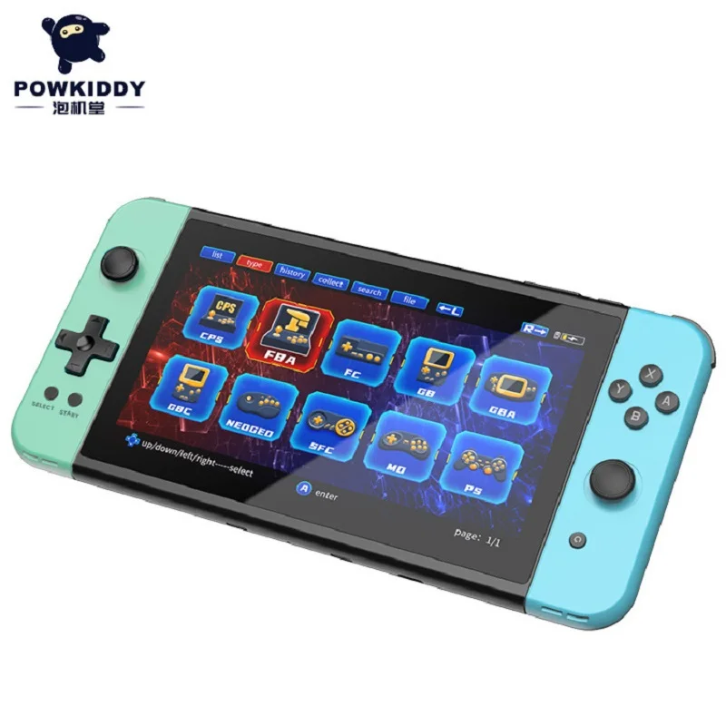 POWKIDDY X70 7 inch HD Screen Retro Game Console TV Double Players Built-in 3500 Games 19 Simulators Handheld Video Game Console