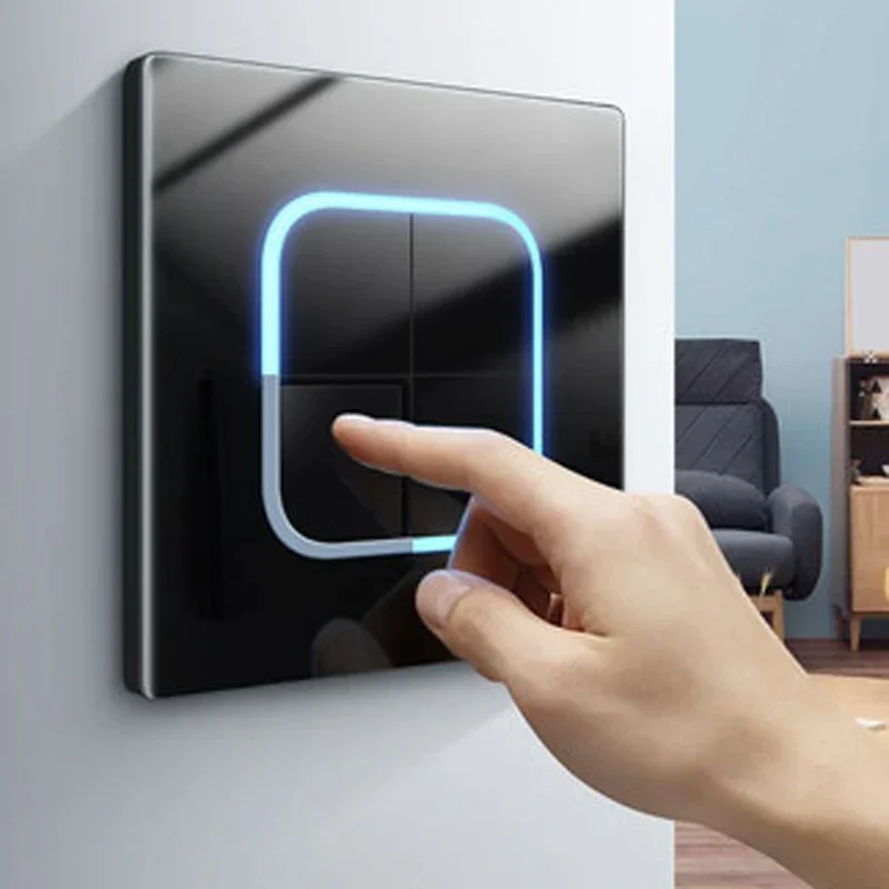 Touch Light Switch Tempered Glass Panel 1 2 3 4 Gang Wall 1 2Way Universal LED Indicator reset point Power ON OFF