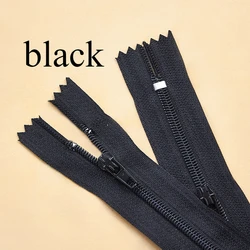 Set of 10 White and Black Nylon Coil Zippers (20cm/7.87in) - 18cm (Black)