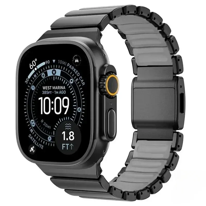 Magnetic Zinc Alloy & Silicone Watch Strap