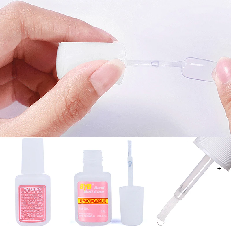 Nail Glue 10g Nail Glue Applicator Brush Fake Nails Clear Strong Glue Manicure Fast Drying False Tips