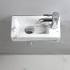 Rectangle Ceramic Wall Hung Basin Sink Small Bathroom Vitreous China with High Gloss Finish Contemporary Design Single Tap Hole 5