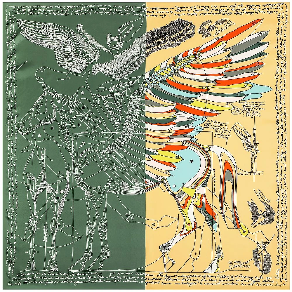 Le Pegase d'Hermes Cut Chemise wash scarf 140