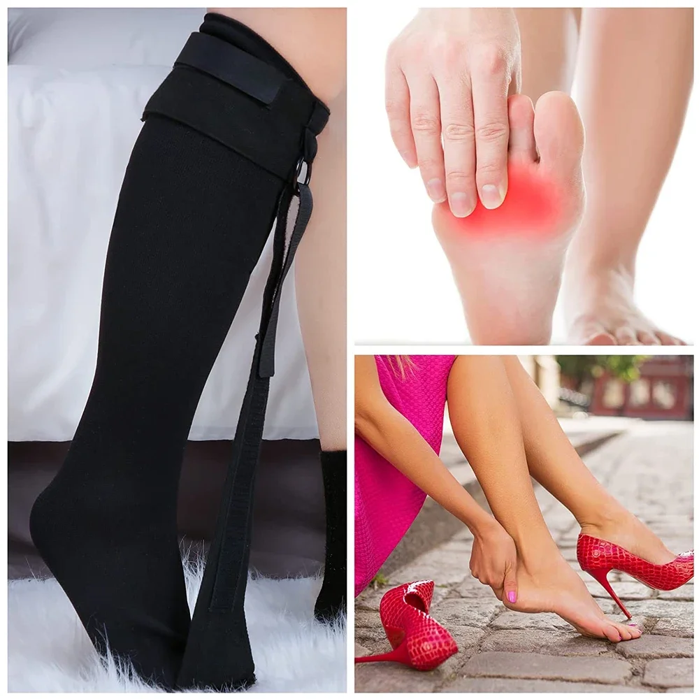 1Set Foot Drop Plantar Fasciitis Night Sock Stockings Soft Stretching Boot Splint for Sleeping Heel Pain Relief Compression