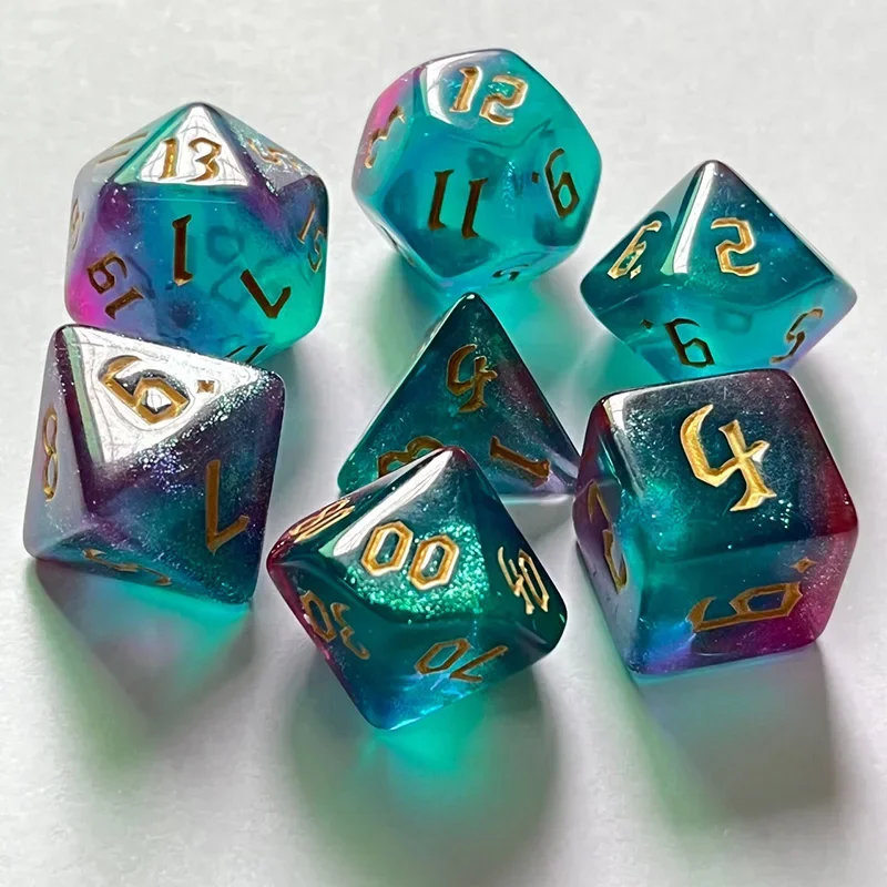 7pcs/set Bicolor Chameleon Multiaspect Dice Set Board Games Accessories acrylic dice game dice dice set