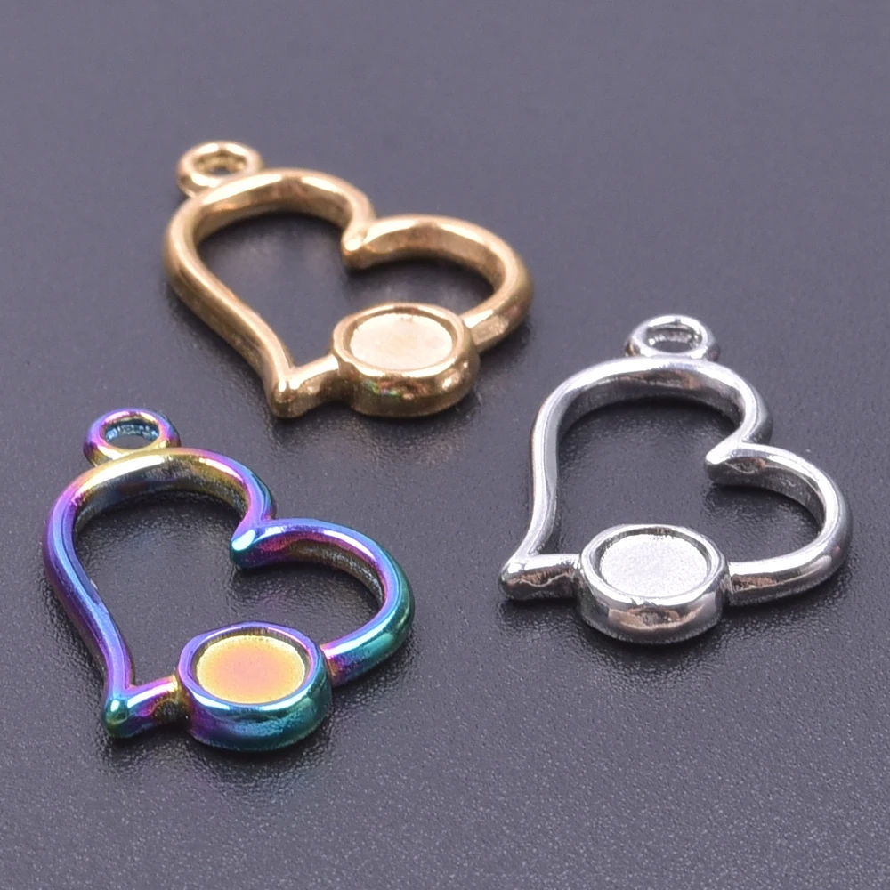 

5pcs/Lot Stainless Steel Charms For Women Hollow Out Heart Shape Personality Fashion Pendant Earrings Necklace Metal Accessories
