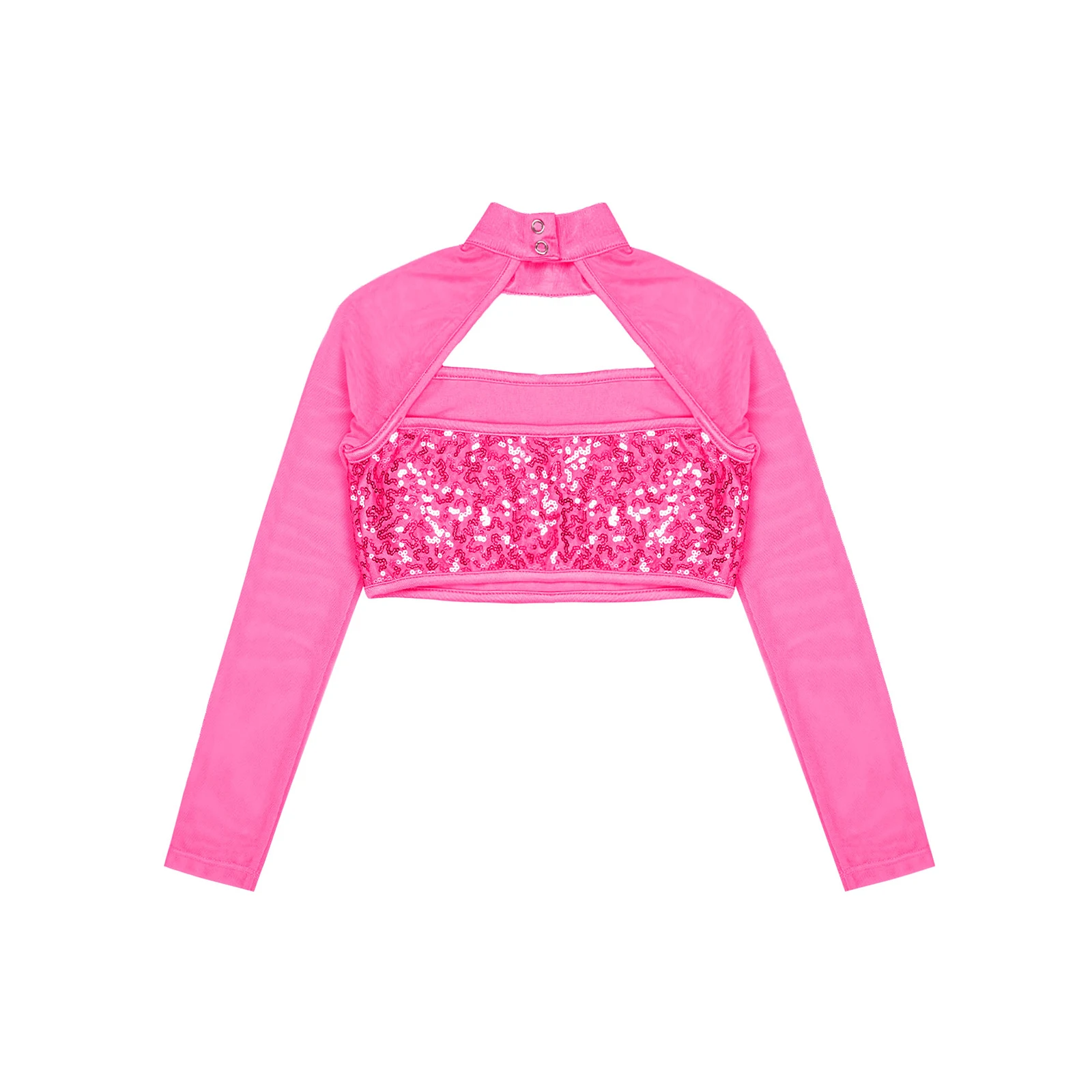 Girls Tank Tops Kids Girls Sequins Crop Tops Long Sleeve Ballet Dance Tank Tops for Modern Latin Jazz Dancing Stage Performance Dance Costume