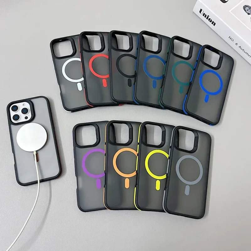 Luxury Magnetic Matte Translucent Armor Shockproof Case with Magsafe Wireless Charging Compatibility